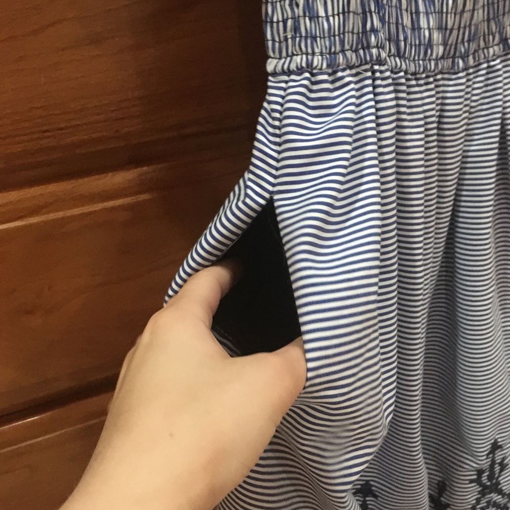 Blue and white striped dress w pockets! - Picture 2 of 4
